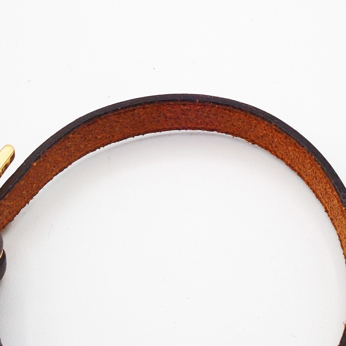 HERMES Logo Api Buckle Bracelet Leather Brown GHW 05RP161