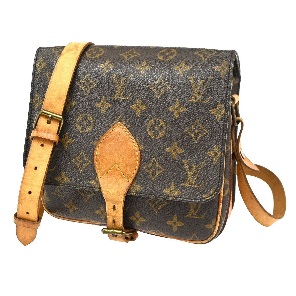 LOUIS VUITTON Cartouchiere MM Shoulder Bag Monogram Leather Brown M51253 32TA563