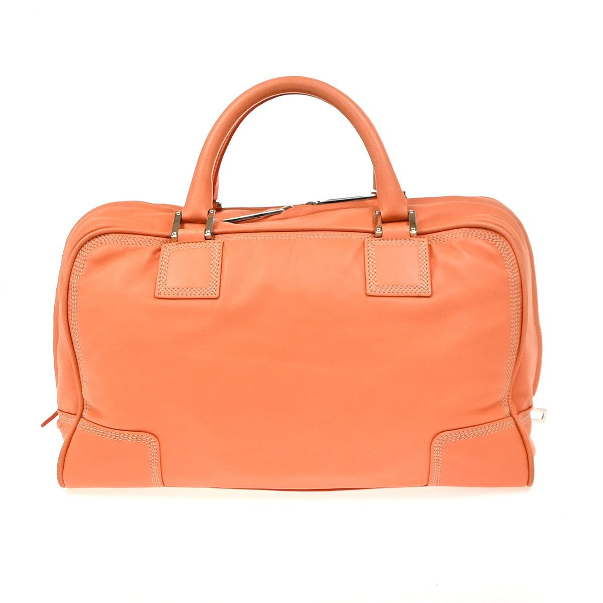 LOEWE Logo AMAZONA 36 Anagram Hand Bag Nappa Leather Orange SHW Spain 14RL980
