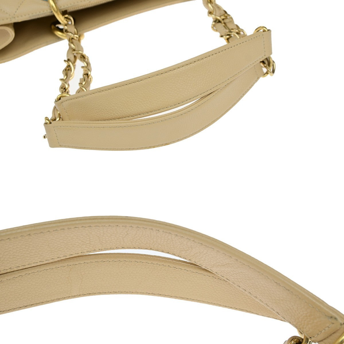 CHANEL CC GST Chain Shoulder Bag Grained Calfskin Leather Beige GHW 652RL053