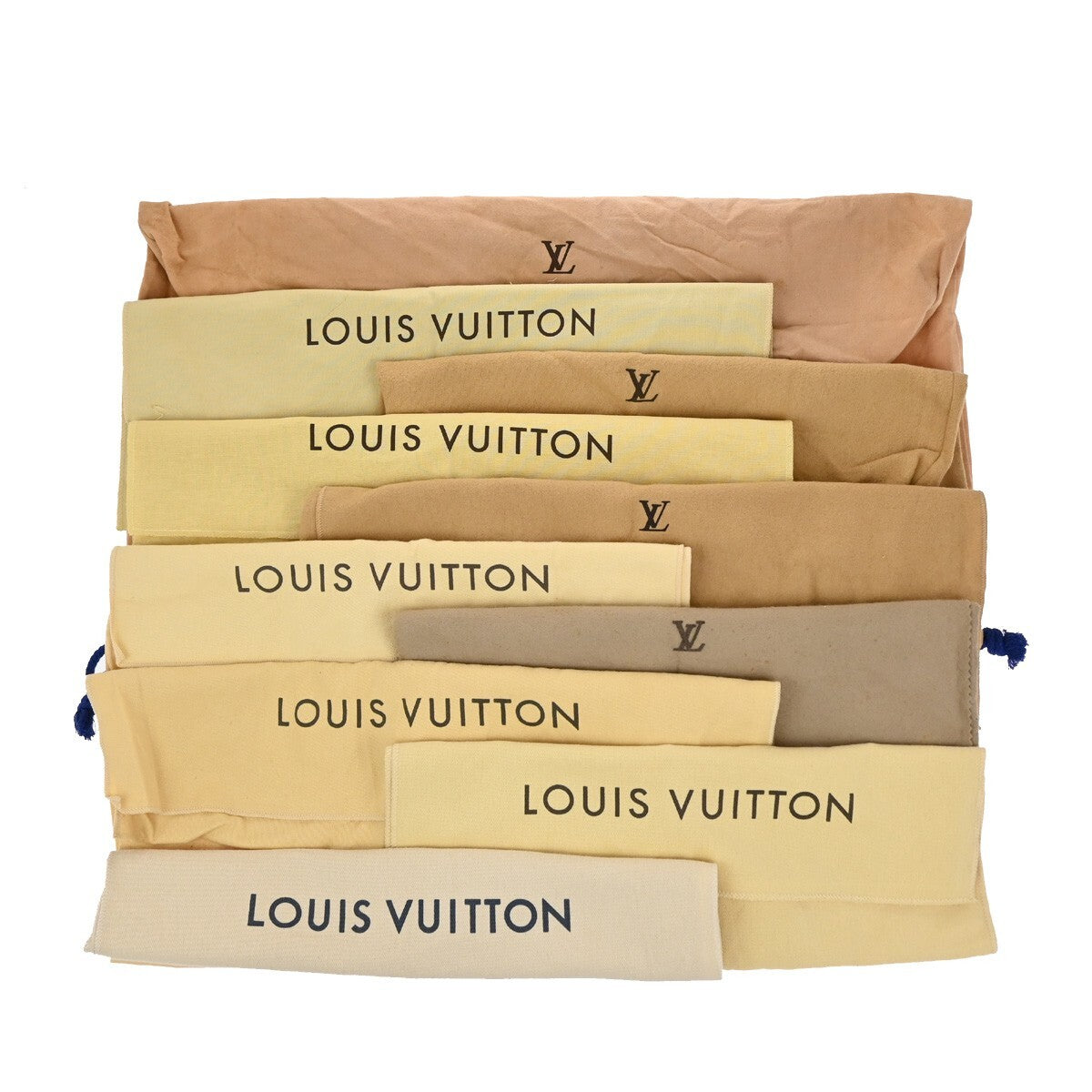 LOUIS VUITTON Logo 10 Set Dust Bag Drawstring Canvas Cotton Beige Brown 09EE147