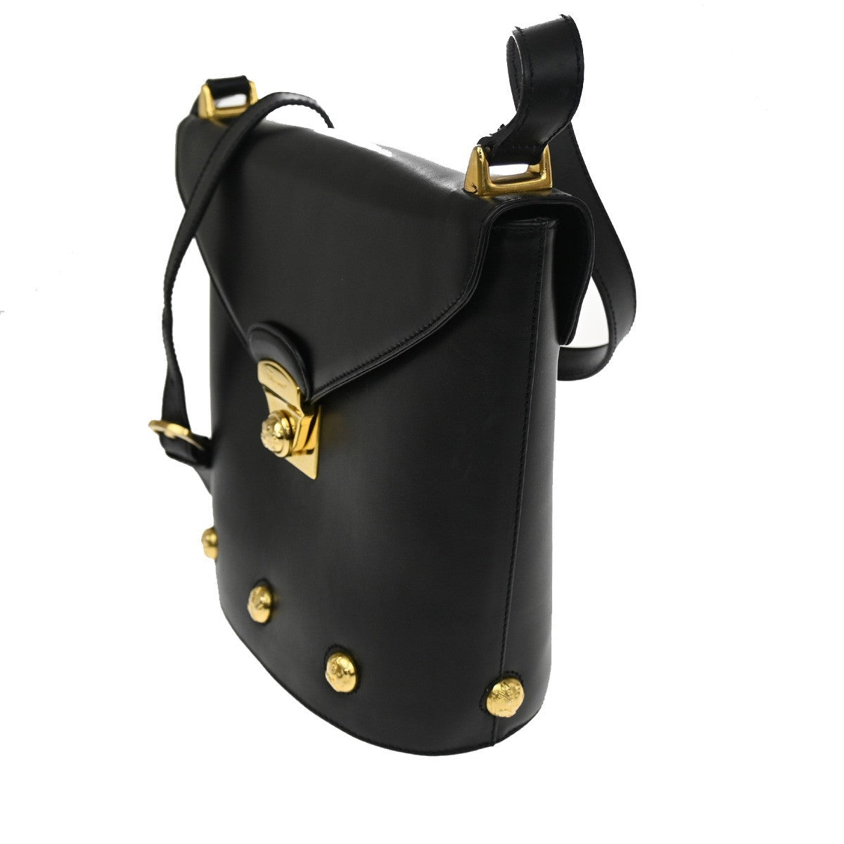 SALVATORE FERRAGAMO Logo Shoulder Bag Leather Black Italy 61CA382
