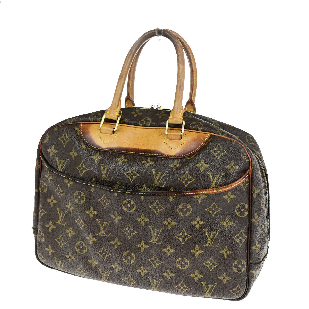 LOUIS VUITTON LV Logo Deauville Hand Bag Monogram Leather Brown M47270 64YG526