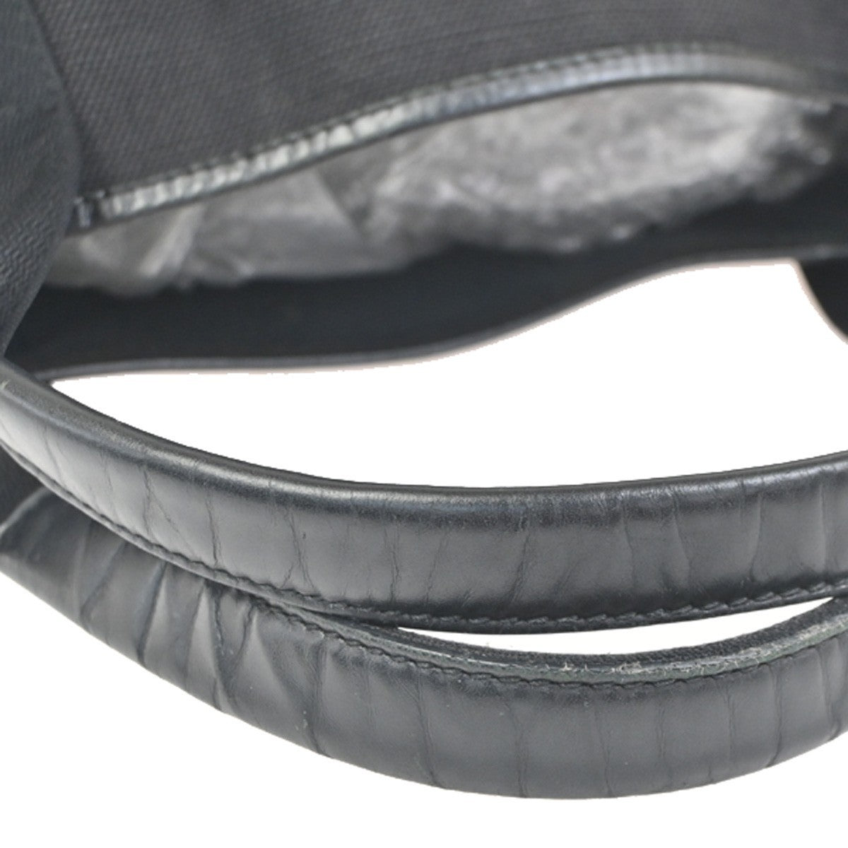 BALENCIAGA Navy Cabas S Hand Tote Bag Canvas Leather Black SHW Italy 65KC894