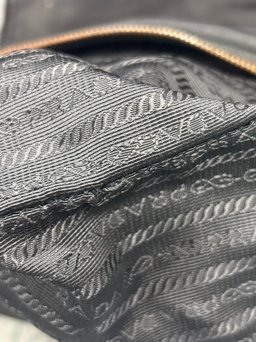 PRADA Logo Tessuto Crossbody Shoulder Bag Nylon Leather Black GHW Italy 76MA710
