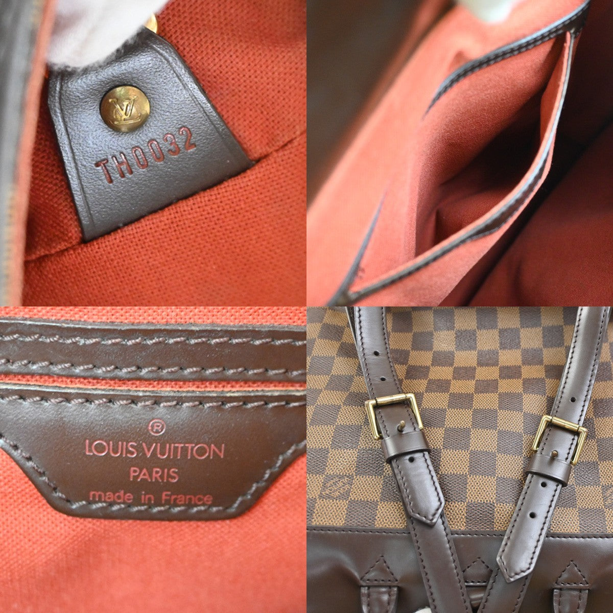 LOUIS VUITTON Logo Soho Backpack Bag Damier Ebene Leather Brown N51132 20SA057