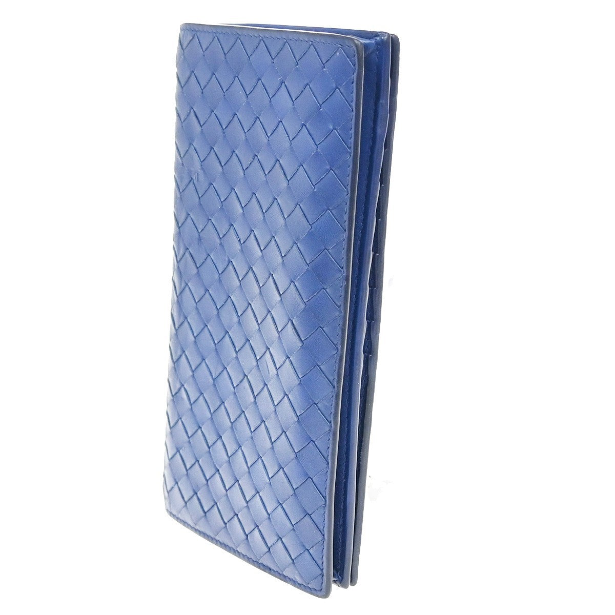 BOTTEGA VENETA Logo Intrecciato Long Bifold Wallet Leather Blue SHW 39KB006