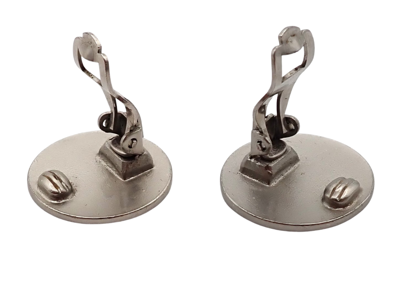 CHANEL CC  Logo Round Button Earrings 00C Clip-On SHW France 65RL813