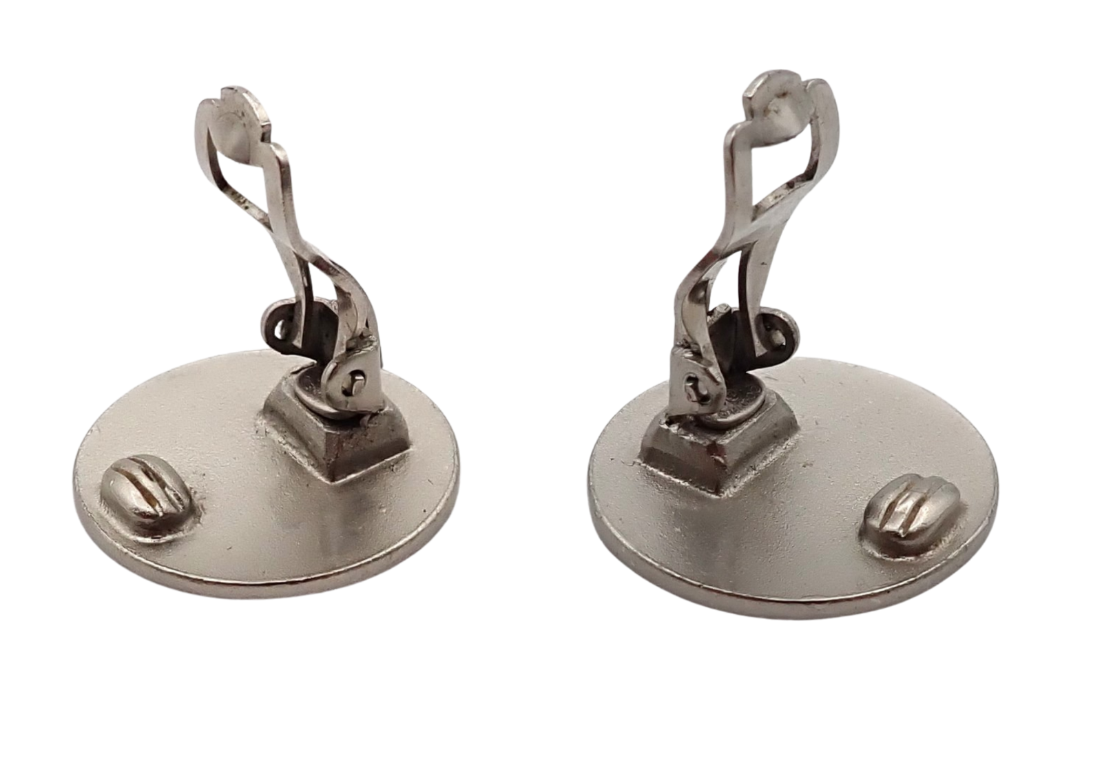 CHANEL CC  Logo Round Button Earrings 00C Clip-On SHW France 65RL813
