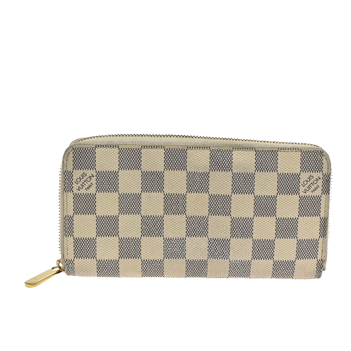 LOUIS VUITTON Long Zippy Wallet Purse Damier Azur Leather White N60019 32FB651