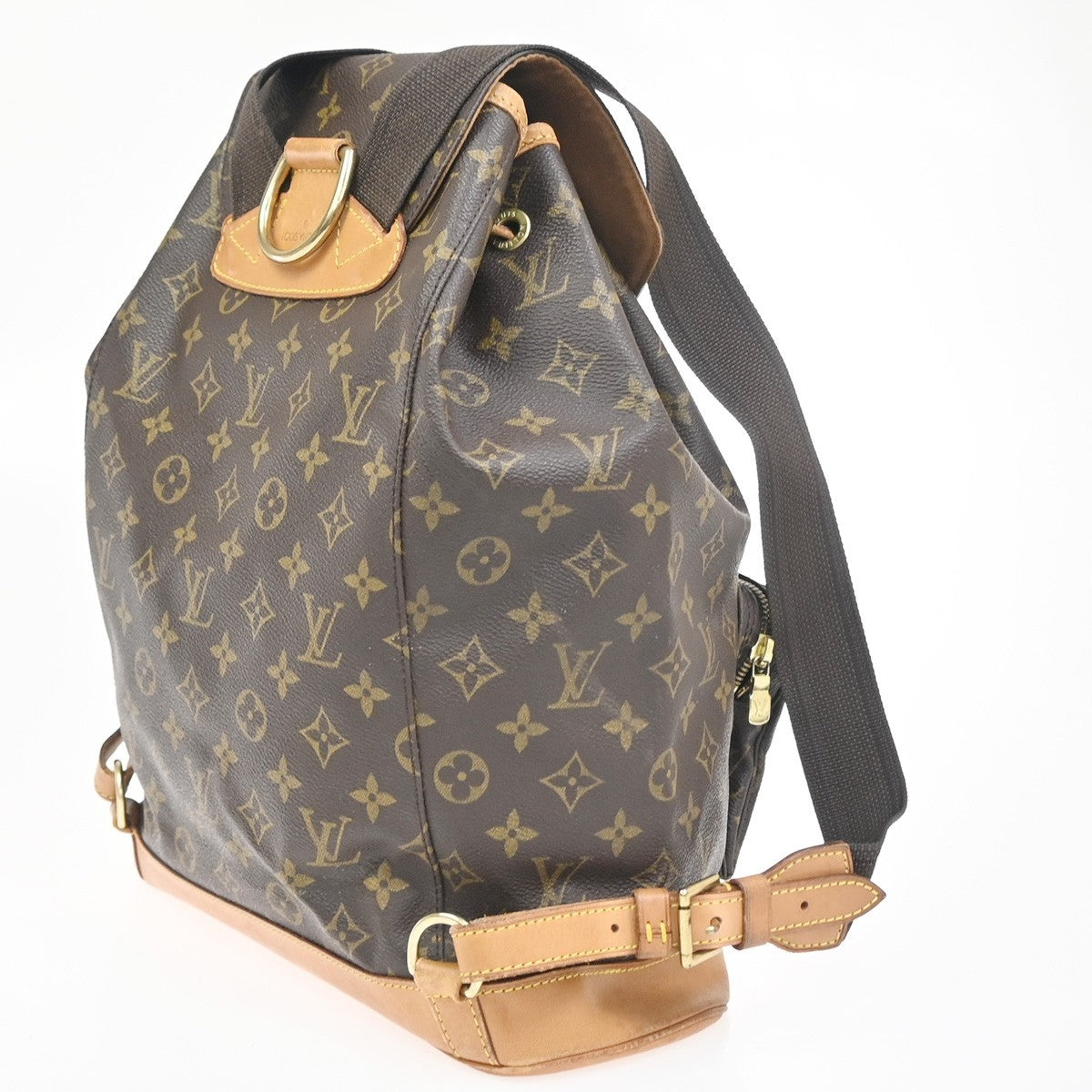 LOUIS VUITTON Montsouris GM Backpack Bag Monogram Leather Brown M51135 96KC794