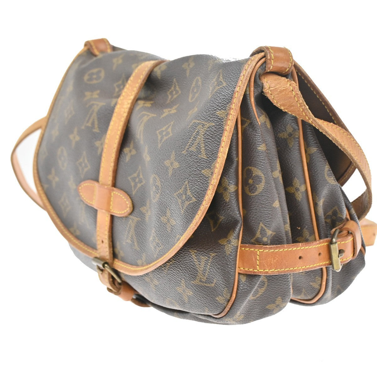 LOUIS VUITTON Logo Saumur 30 Shoulder Bag Monogram Leather Brown M42256 85CA300