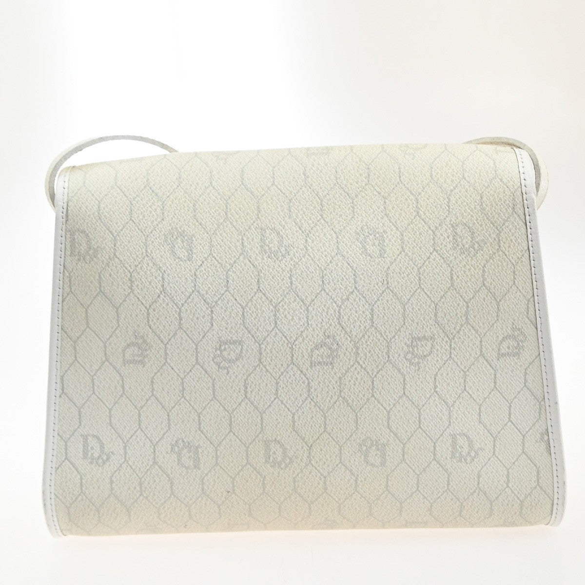 CHRISTIAN DIOR Honeycomb pattern Shoulder Bag PVC Leather White France 30MA503