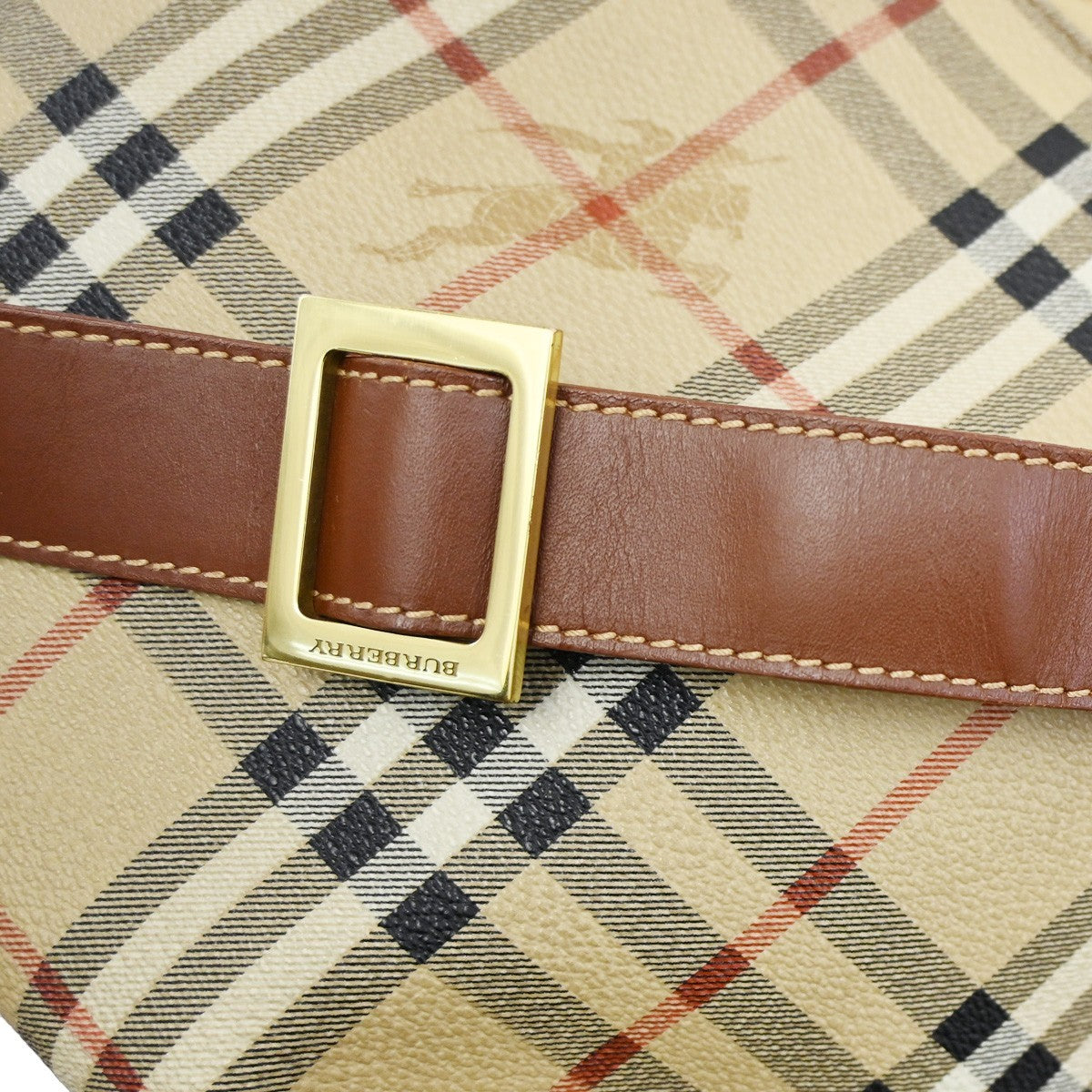 BURBERRY Logo Nova Check Shoulder Bag PVC Leather Brown GHW 31CA247
