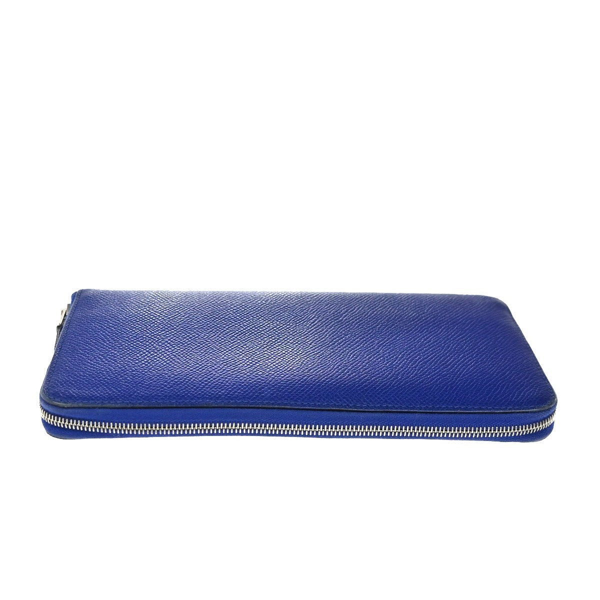 HERMES Azap Classique Long Zipper Wallet Silk In Epsom Leather Blue SHW 36RP162