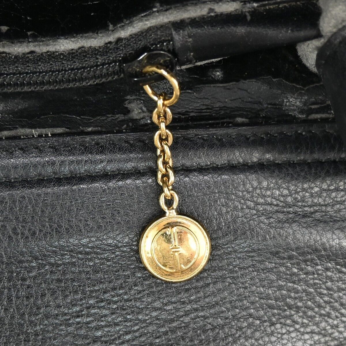 GUCCI Logo Bamboo 2Way Shoulder Hand Bag Leather Black Gold Italy 01DA076