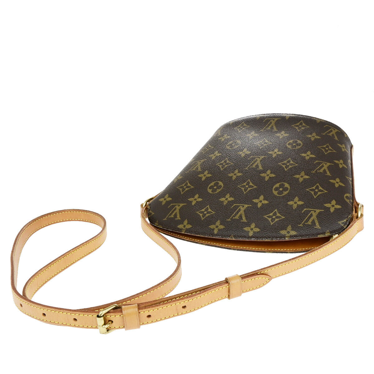 LOUIS VUITTON Logo Drouot Shoulder Bag Monogram Leather Brown M51290 73YG629