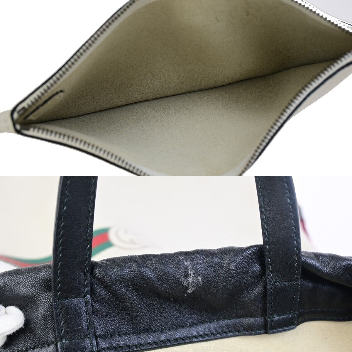 GUCCI GG Logo Print Drawstring Backpack Bag Leather White Italy 84FB214