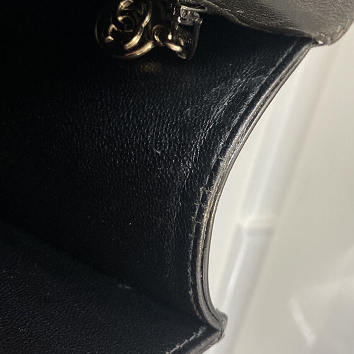 CHANEL CC Logo Chain Hand Bag Patent Leather Black SHW France Vintage 660RJ868