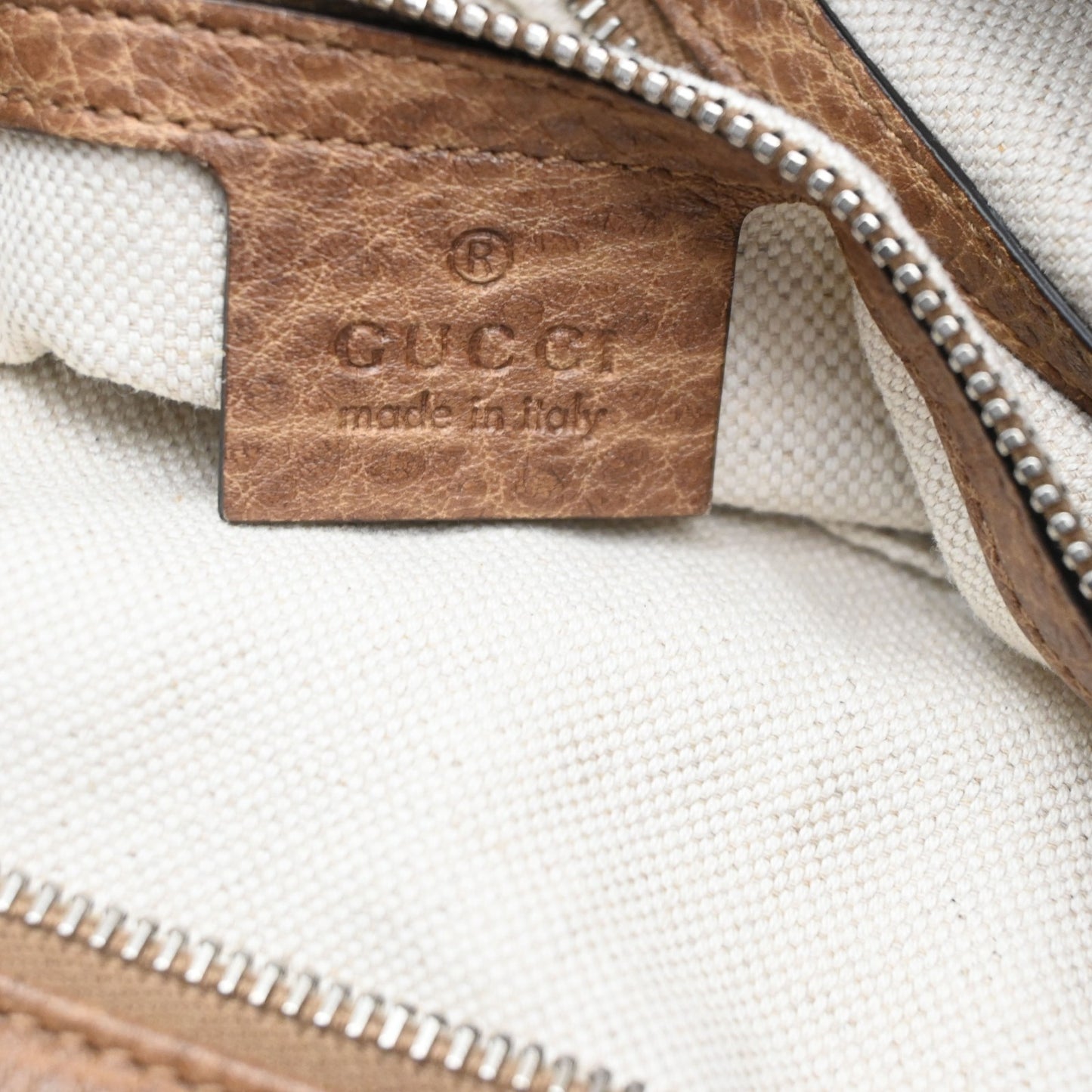 GUCCI Miss GG 2Way Hand Shoulder Bag Pebbled Leather Brown SHW Italy 86KD069