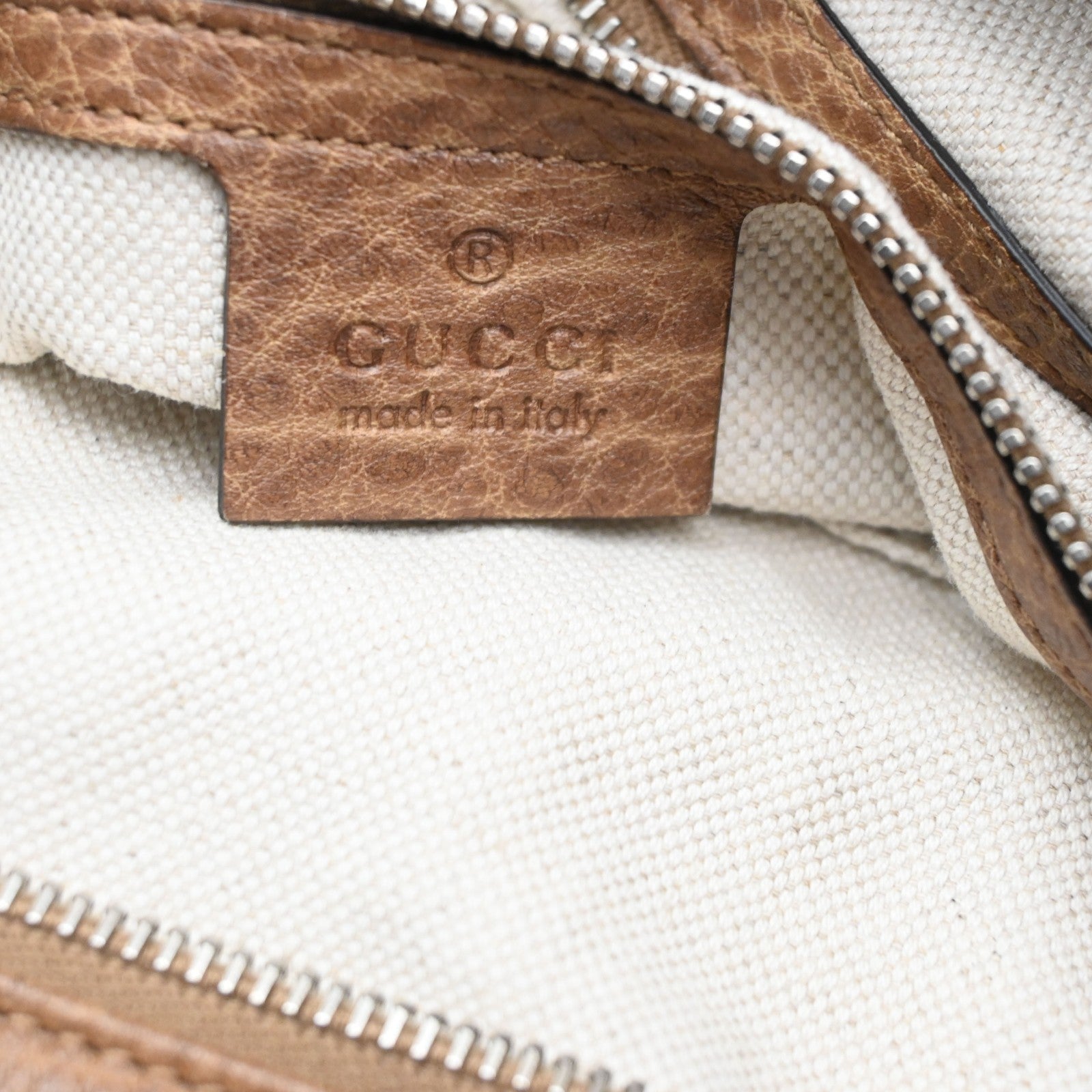 GUCCI Miss GG 2Way Hand Shoulder Bag Pebbled Leather Brown SHW Italy 86KD069