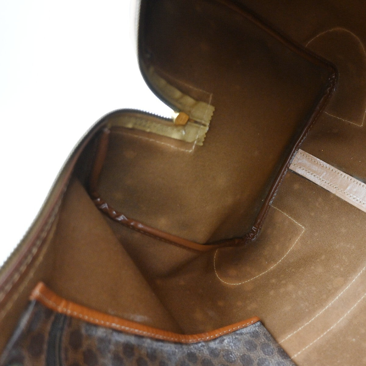 CELINE Logo Macadam Pattern Travel Hand Bag PVC Leather Brown Italy 02EE152