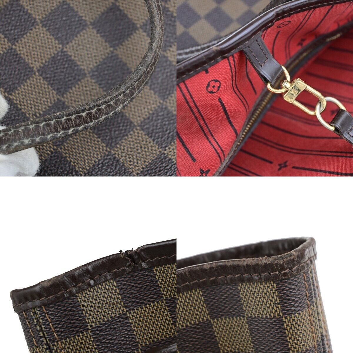 LOUIS VUITTON Neverfull MM Shoulder Bag Damier Ebene Leather BN N51105 78EC989