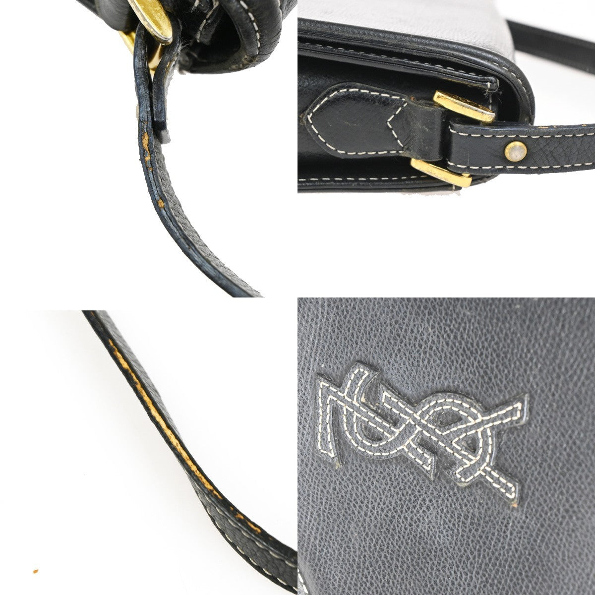 YVES SAINT LAURENT  Cassandra Shoulder Crossbody Bag Leather Black GHW 30TA582