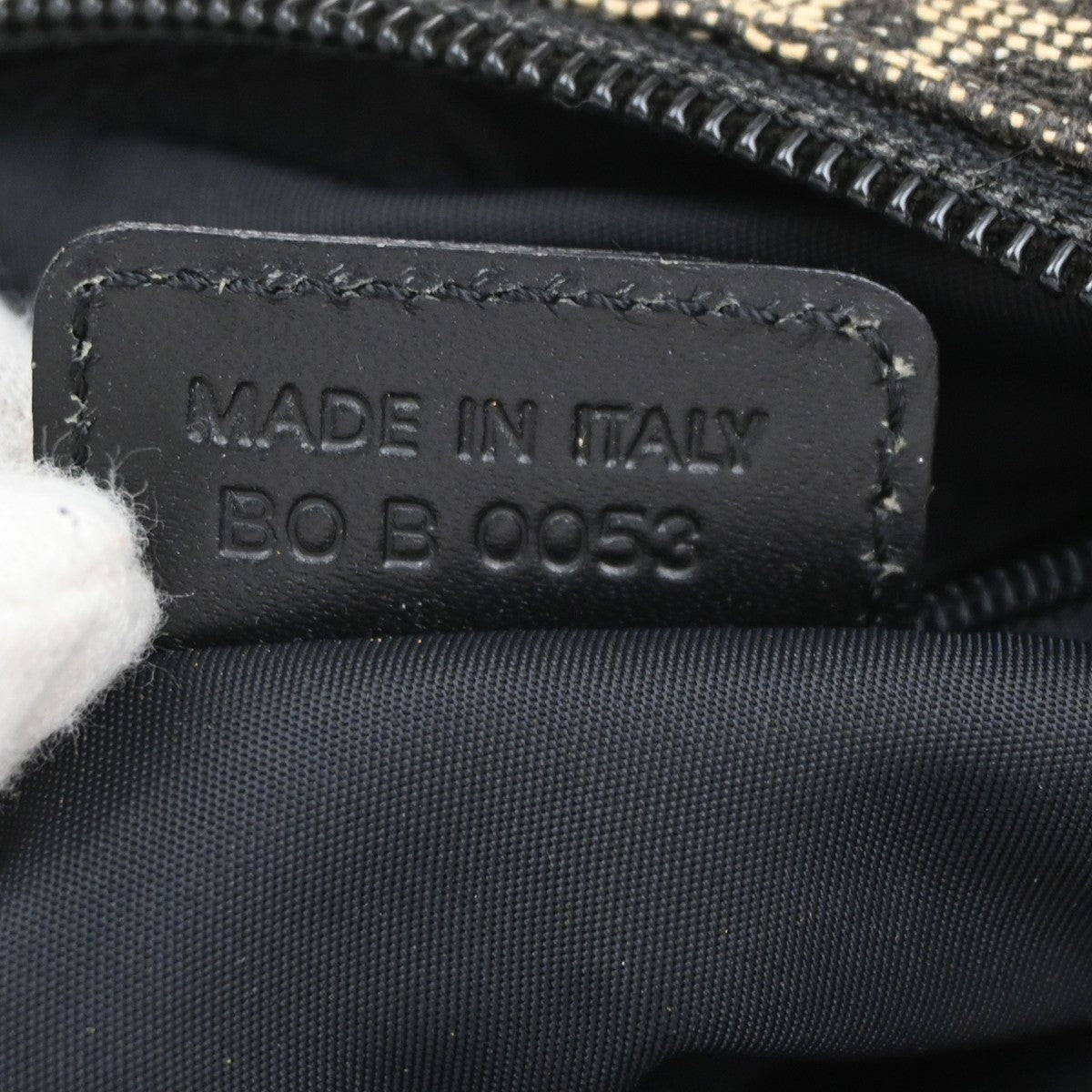 CHRISTIAN DIOR Logo Trotter Pattern shoulder Bag Canvas Leather Black 87SA027