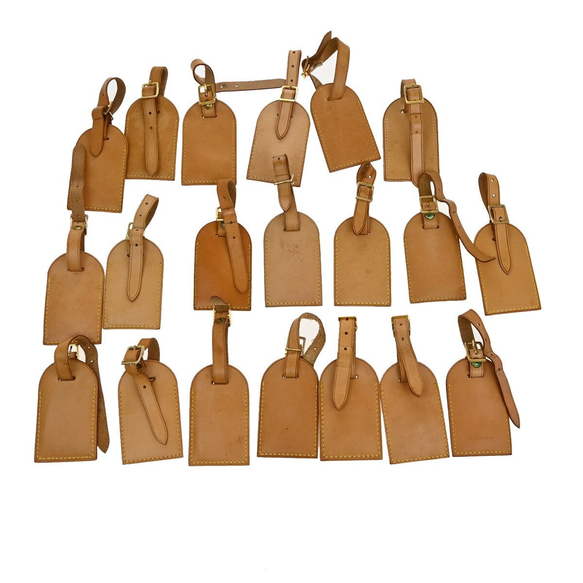 LOUIS VUITTON Logo 20 Set Name Luggage Tag Leather Brown Bag Accessory 04EE328