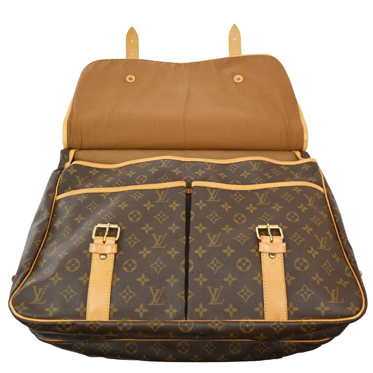 Louis Vuitton Sac Chasse Shoulder Hand Bag Monogram Leather Brown M41140 95PA019