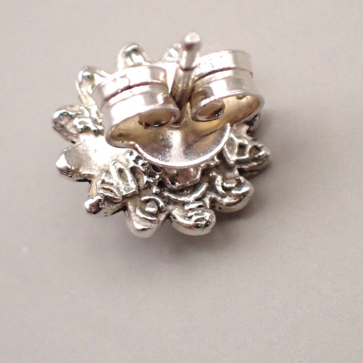 GUCCI Marmont Double G Logo Flower Motif Stud Earrings Silver 925 68CA572