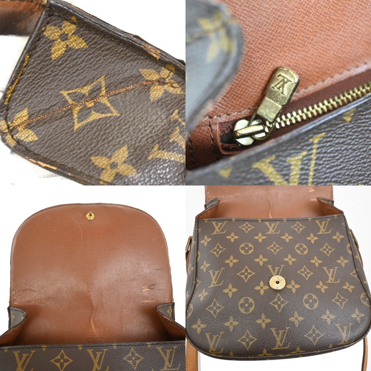LOUIS VUITTON Saint Cloud GM Shoulder Bag Monogram Leather Brown M51242 38PA011