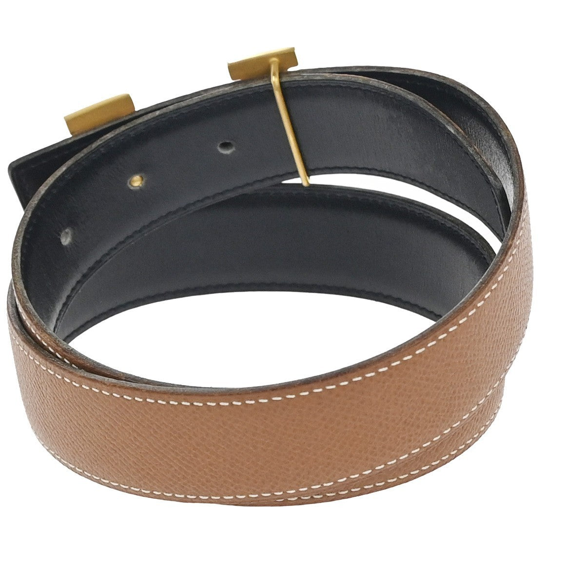 HERMES Logo Constant Reversible Buckle Belt Size 70 Leather Black BN GHW 82RL951