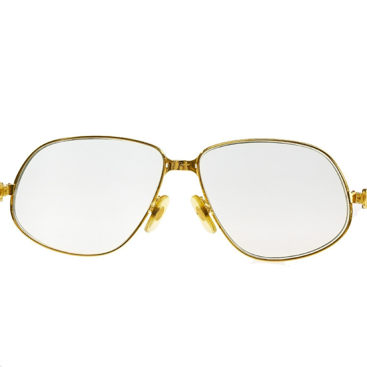 CARTIER Logo Trinity Reading Glasses Eye Wear Metal Plastic Gold France 80RF624
