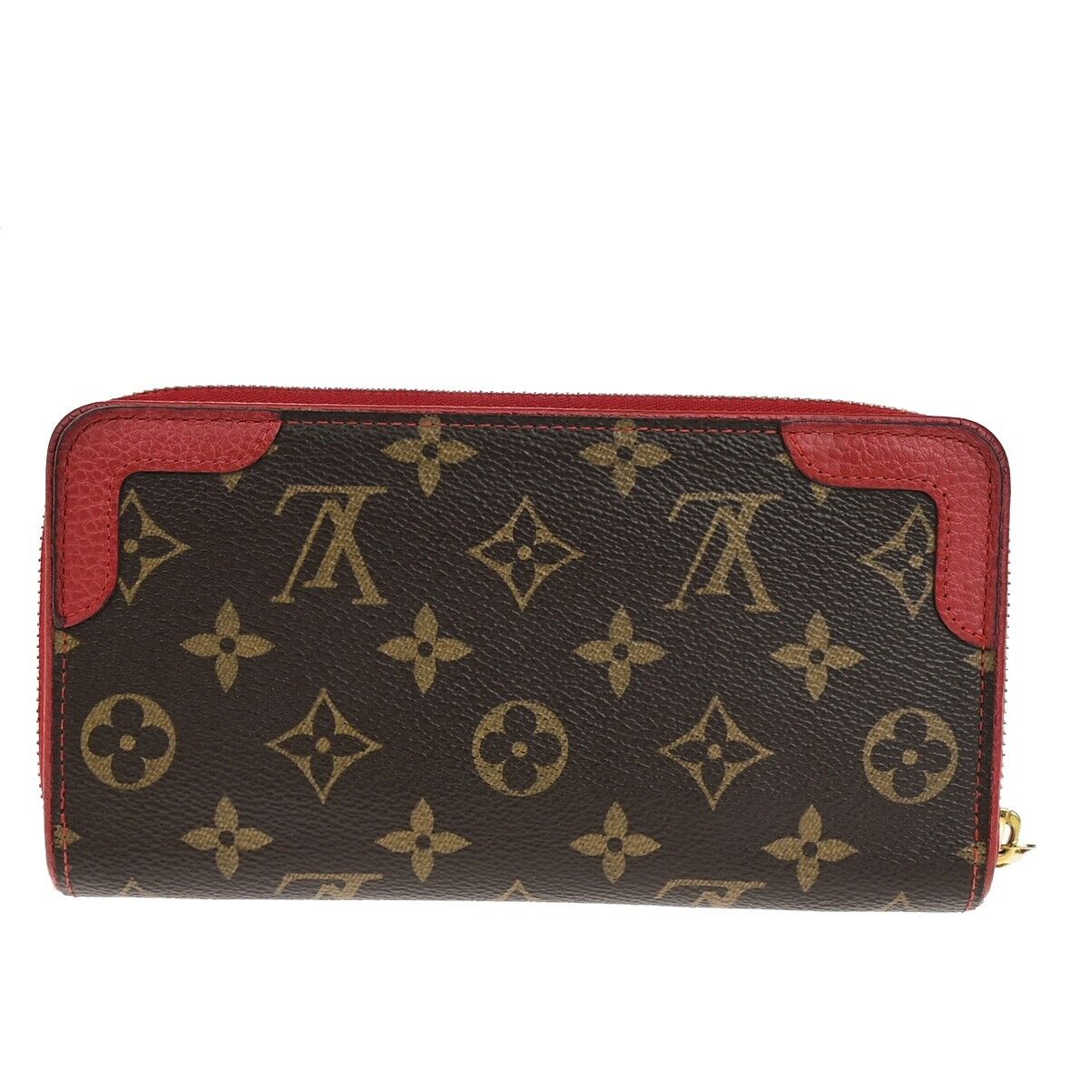 LOUIS VUITTON LV Long Zippy  Wallet Monogram Retiro Brown Red M61187 80ED264