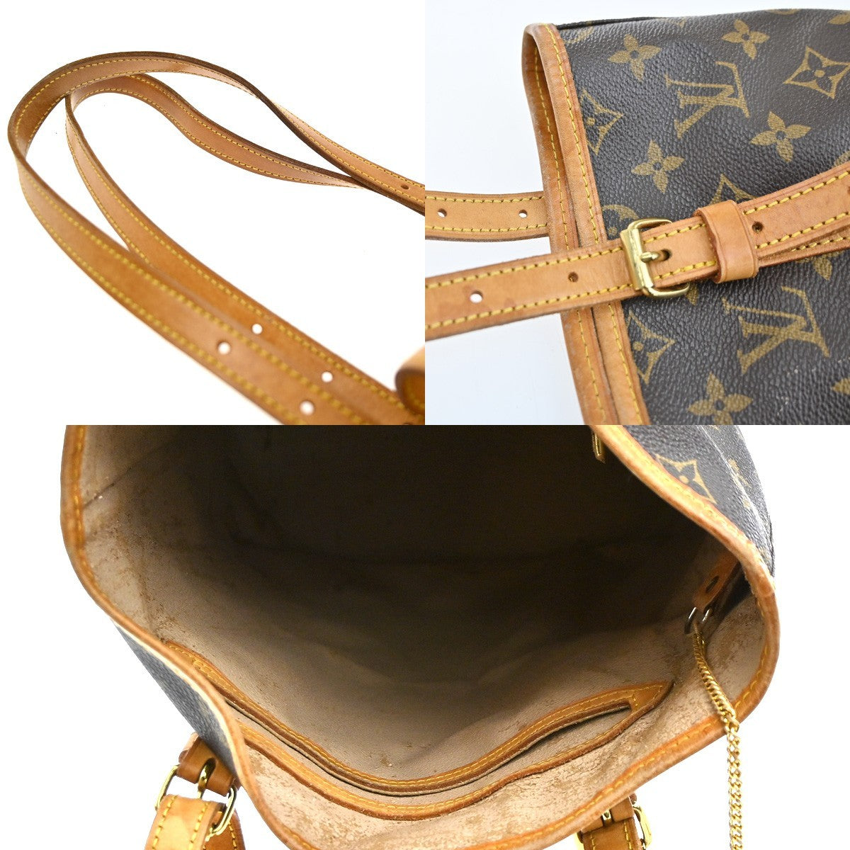 LOUIS VUITTON BUCKET GM Shoulder Tote Bag Monogram Leather Brown M42236 30CA518