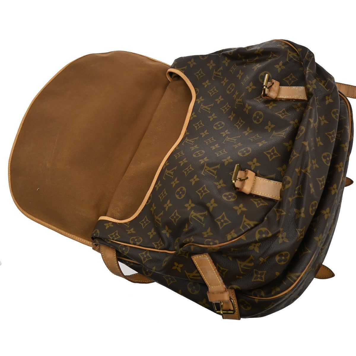 LOUIS VUITTON Logo Saumur 43 Shoulder Bag Monogram Leather Brown M42252 18CA077