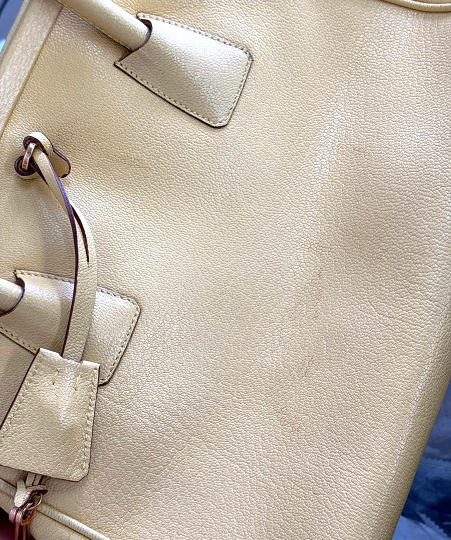 PRADA MILANO Doctor's Hand Bag Leather Yellow GHW Italy 83TA671