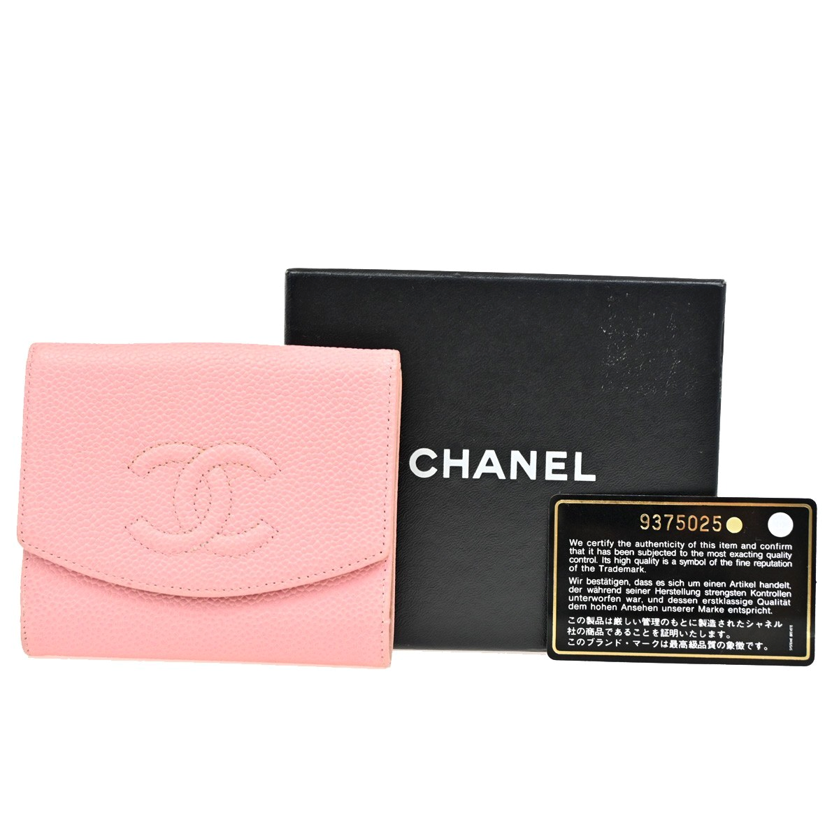 CHANEL CC Logo Bifold Compact Wallet Grained Calfskin Leather Pink GHW 83KB512