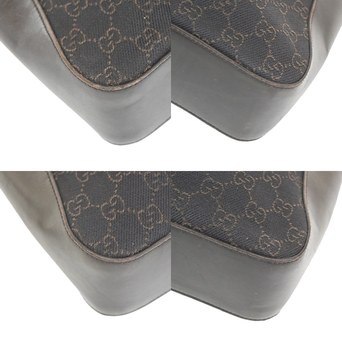 GUCCI Logo GG Shoulder Tote Bag Canvas Leather Brown SHW Italy 32TA358