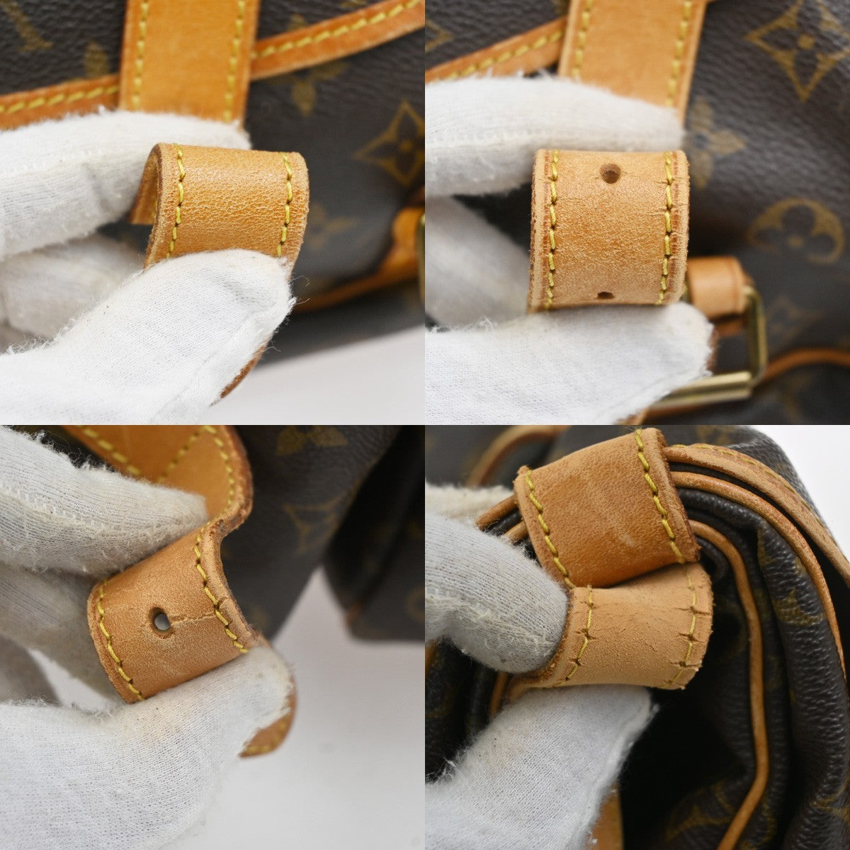 LOUIS VUITTON Logo Saumur 43 Shoulder Bag Monogram Leather Brown M42252 72CA926