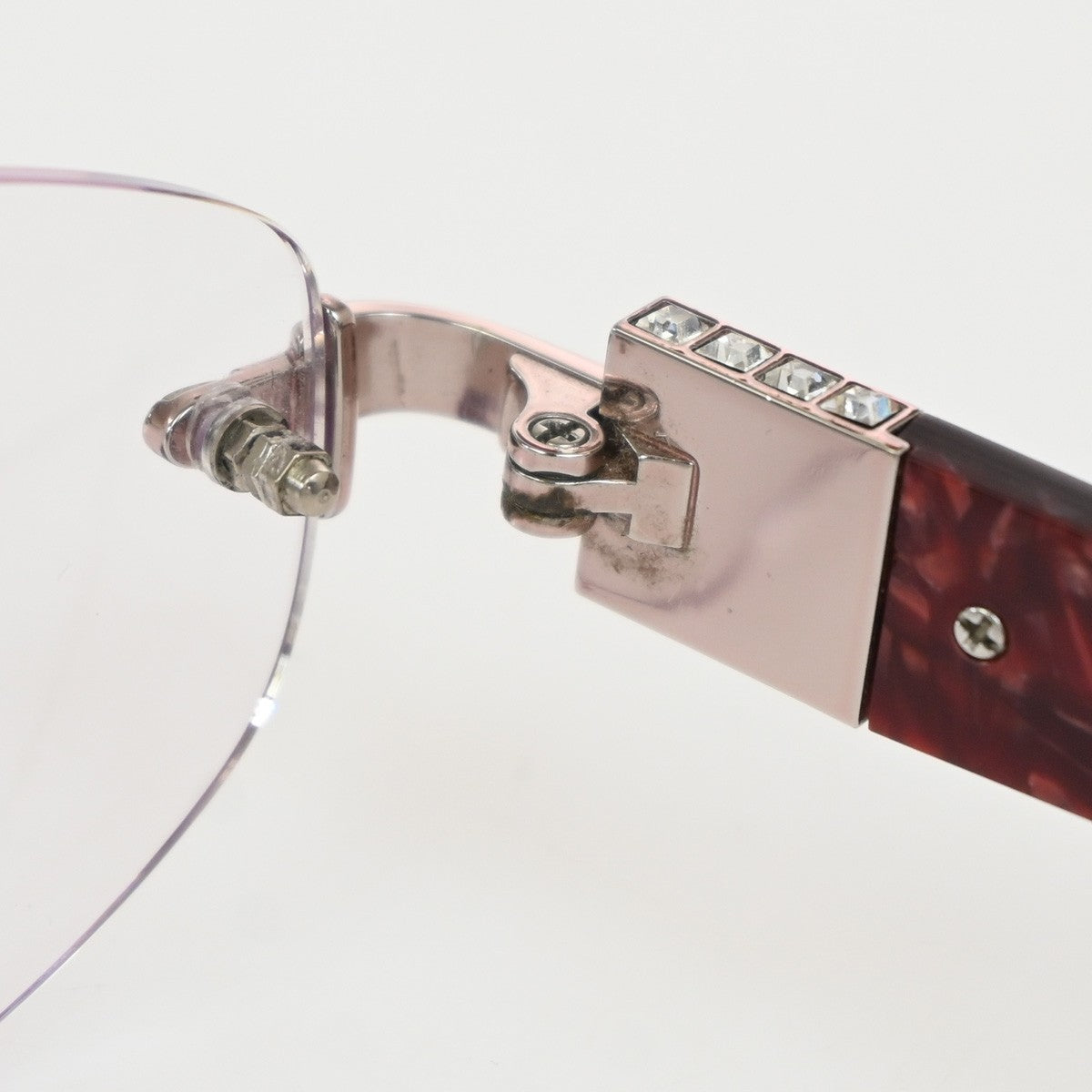 Chopard Glasses Eye Wear Plastic Metal Rhinestone Red Silver VCH841J 01CA894