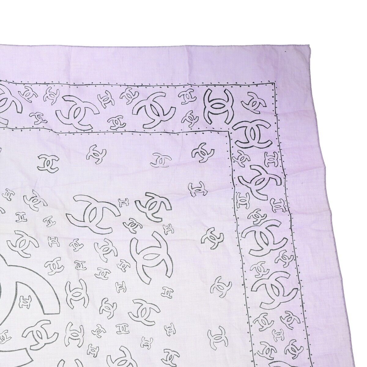 CHANEL CC Logo XL JUMBO Scarf Handkerchief 100% Cotton Purple Accessory 60EC969