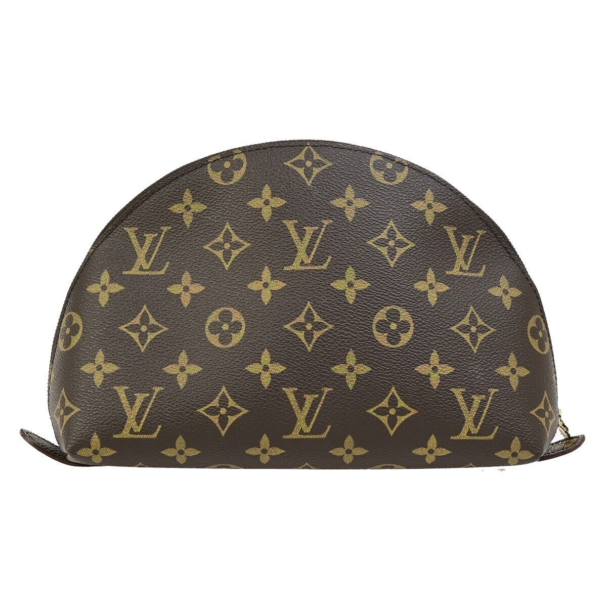 LOUIS VUITTON Trousse Demi Ronde Pouch Monogram Leather Brown M47520 68ED216