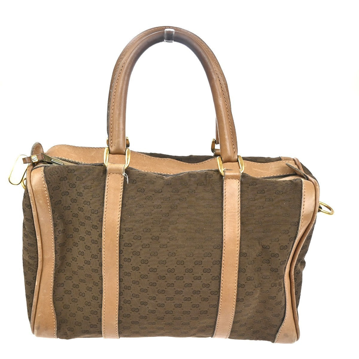 GUCCI Micro GG Pattern Hand Bag Canvas Leather Brown Beige GHW Italy 60TA467