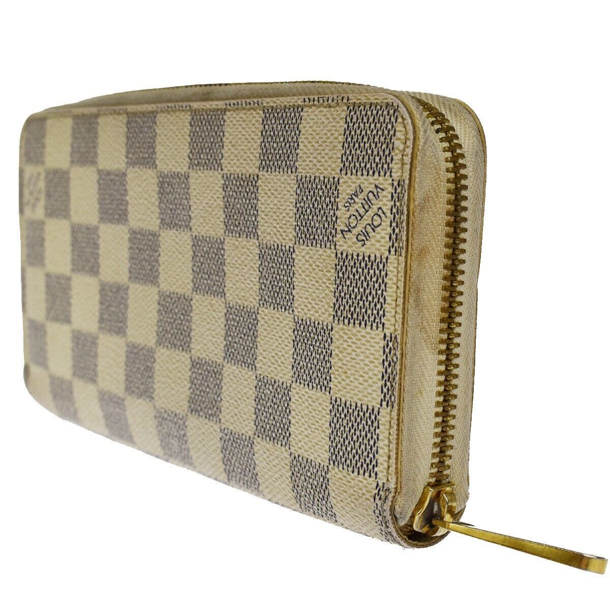 LOUIS VUITTON Zippy Wallet Long Bifold Damier Azur Leather WE N60019 30YC188