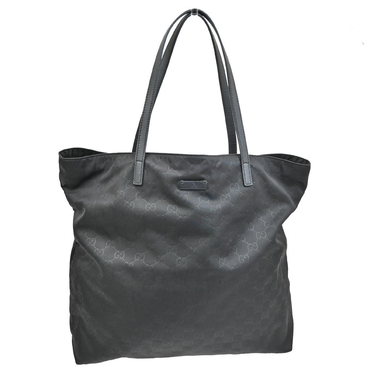 GUCCI GG Logo Pattern Shoulder Tote Bag Nylon Leather Black Italy GHW 61TA275
