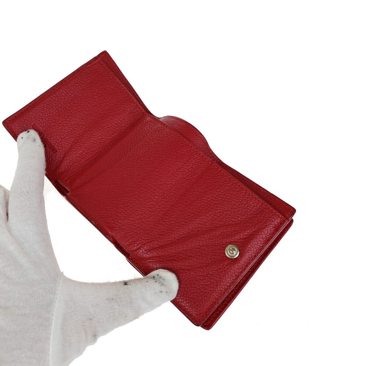 SAINT LAURENT Logo Trifold Wallet Purse Leather Red SHW Made in Italy 04KA226
