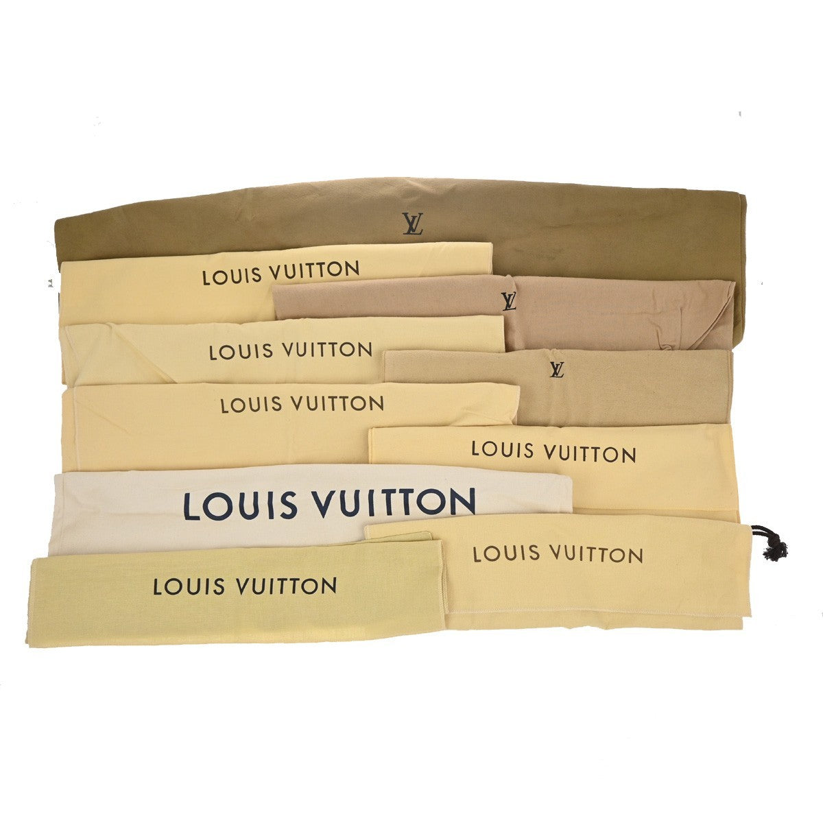 LOUIS VUITTON Logo 10 Set Dust Bag Drawstring Canvas Cotton Beige Brown 09KC805